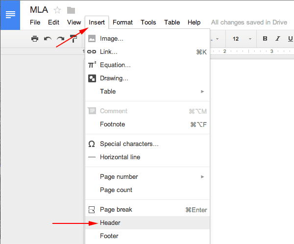 google drive how to delete a header from works cited