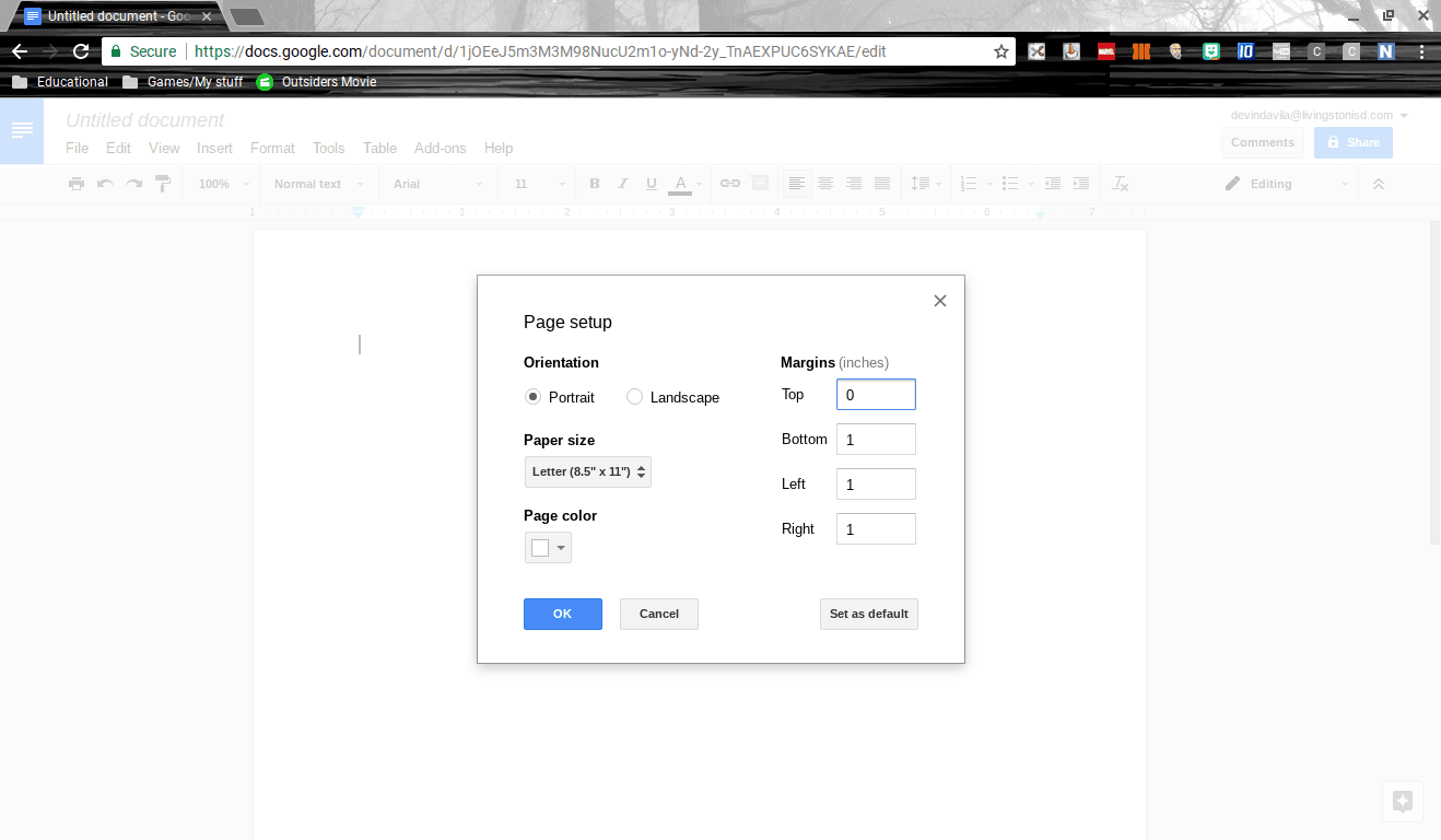 how to delete a header on one page google docs